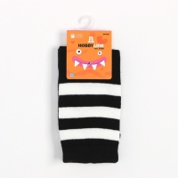 Гольфы детские, цвет чёрный с белыми полосками, размер 14-16