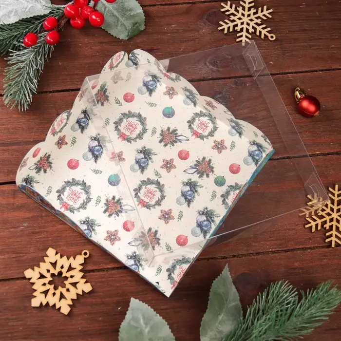 Коробка для печенья, &laquo;Новогодний мишка&raquo;, 15&times;15&times;3 см, Новый год