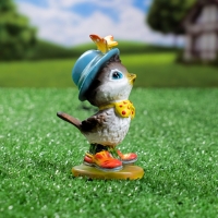 Садовая фигура "Воробей с бабочкой" 3,5х6х9,5см