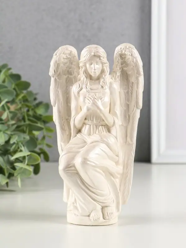Фигура гипс "Ангел Равена" 16х9 см, перламутр