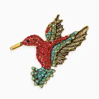 Брошь "Калибри", цветная в чернёном золоте