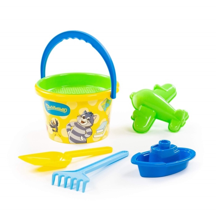 Песочный набор &laquo;Простоквашино&raquo;, 6 предметов: ведро, ситечко, лопатка, грабельки, формочка, кораблик, МИКС