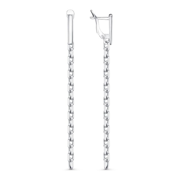 Серьги &laquo;Цепь&raquo; ряд, посеребрение