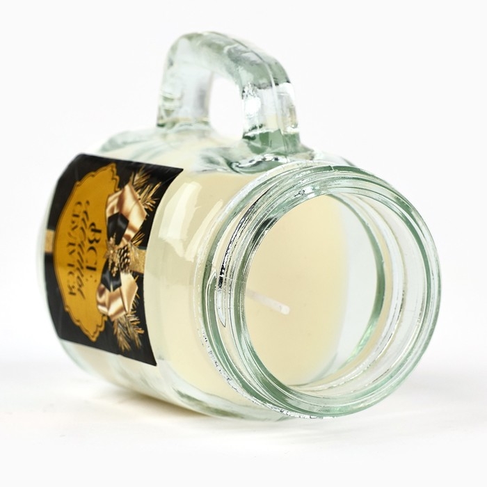 Новогодняя свеча в баночке с ручкой &laquo;Новый год: Все мечты сбудутся&raquo;, аромат апельсин, 7 х 8,5 х 5 см