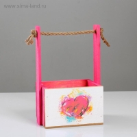 Кашпо деревянное, 15×12×8.5(25) см "Пауль и Любовь. Сердце акварельное", с принтом Кашпо деревянное, 15×12×8.5(25) см "Пауль и Любовь. Сердце акварельное", с принтом