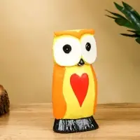 Набор сувенирный &laquo;Совята с сердечком&raquo;, h=15 см, h=12.5 см, h=9.5 см, дерево, оранжево-желтый