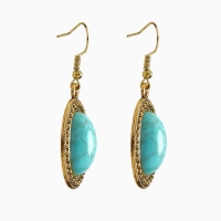 Серьги &laquo;Бирюзовый мир&raquo; круг, цвет голубой в чернённом серебре