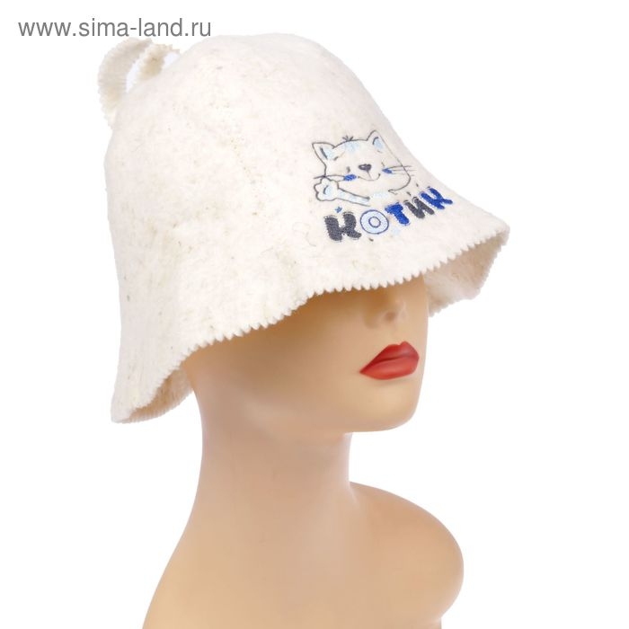 Шапка банная с вышивкой детская Шапка банная с вышивкой детская "Котик"