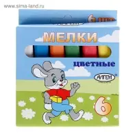 Мелки цветные "АЛГЕМ", в наборе 6 штук, квадратные