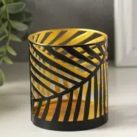 Подсвечник "Цилиндр №3" металл 7,5х7,5х8 см, черный с золотом