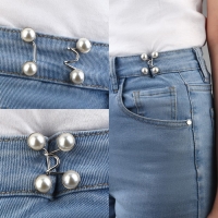 Крючок для сужения пояса, с жемчужинами, 1 шт = 10 частей, 5 &times; 5 см, цвет серебряный