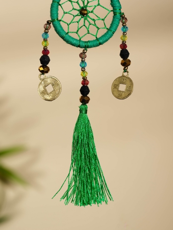 Брелок "Ловец снов" 4х15 см. тёмно-зелёный