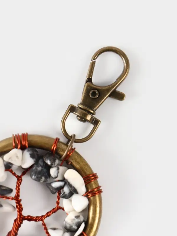 Брелок ловец снов "Великое древо" 19 см, цв. чёрно-белый