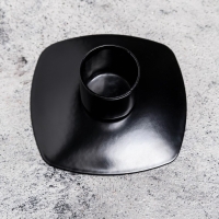 Подсвечник "Квадрат" металл на 1 свечу, 7х3 см, чёрный муар