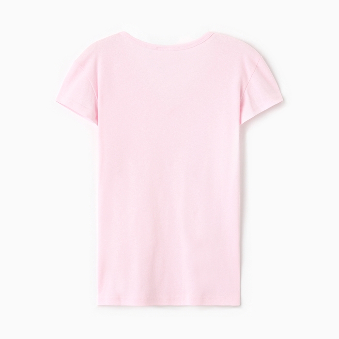 Футболка женская V-образный вырез, цвет светло-розовый, размер 48
