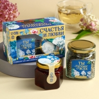 Набор &laquo;Счастья и любви&raquo;: чай травяной 25 г., варенье с малиной 120 г.