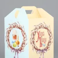 Коробка подарочная пасхальная с окном, с фронтальной загрузкой &laquo;Верба&raquo; 15&times;15&times;18 см