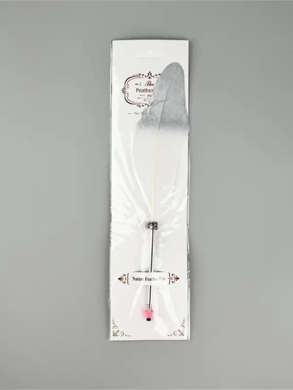 Перо белое с серебром (наконечник ручка), дл.25 см