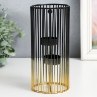 Подсвечник металл на 2 свечи "Круглая клетка" золотисто-чёрный 9,5х9,5х20 см Подсвечник металл на 2 свечи "Круглая клетка" золотисто-чёрный 9,5х9,5х20 см