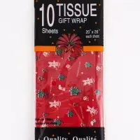 Бумага упаковочная тишью "Пряничный человечек", красная, 50 х 66 см