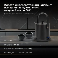 Чайник HYK-S2042 0.6л. 1000Вт черный (металл)