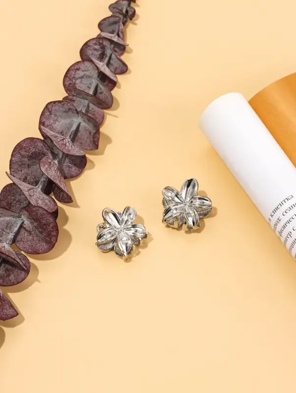 Краб для волос "Орнелла" (набор 2 шт) 2 см, серебро