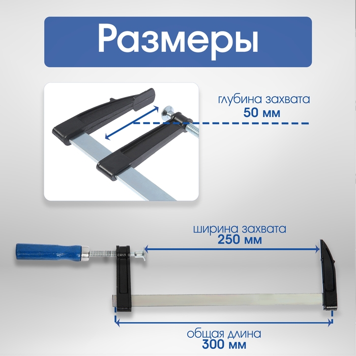 Струбцина F-образная ТУНДРА, 250 х 50 х 300 мм Струбцина F-образная ТУНДРА, 250 х 50 х 300 мм
