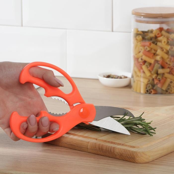 Ножницы кухонные Доляна &laquo;Ловкач&raquo;, 19 см, цвет оранжевый