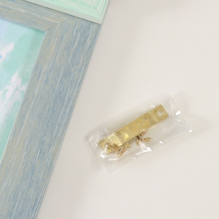 Фоторамка пластик на 4 фото 10х15 см "Аврора" зелено-голубая 31,5х31,5 см