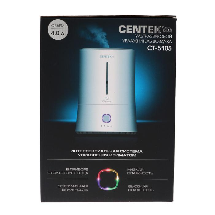 Увлажнитель воздуха Centek СТ-5105, ультразвуковой, 25 Вт, 4л, белый Увлажнитель воздуха Centek СТ-5105, ультразвуковой, 25 Вт, 4л, белый