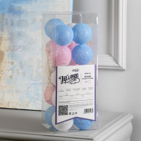 Гирлянда &laquo;Нить&raquo; 5 м с насадками &laquo;Клубки розово-голубые&raquo;, IP20, прозрачная нить, 20 LED, свечение белое, 220 В