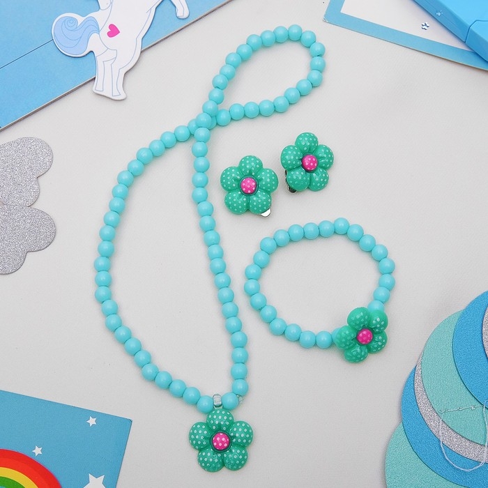 Набор детский &laquo;Выбражулька&raquo; 3 предмета: клипсы, кулон, браслет, цветок ромашки, цвета МИКС