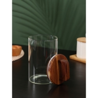 Банка стеклянная для хранения сыпучих продуктов &laquo;Вуд&raquo;, 950 мл, 10&times;20 см, с деревянной крышкой