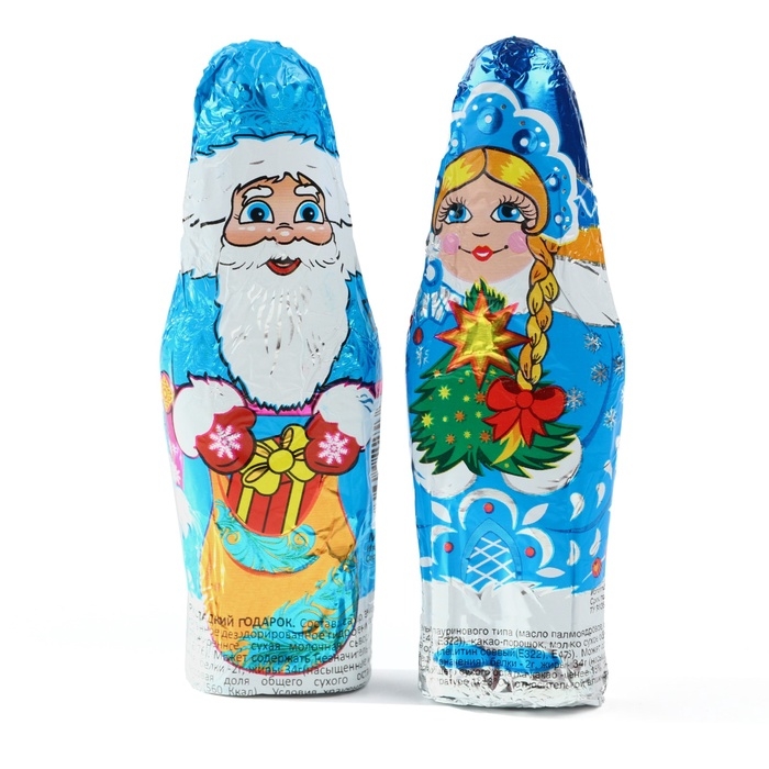 Шоколадные фигурки новогодние «Дед Мороз и Снегурка» Шоколадные фигурки новогодние «Дед Мороз и Снегурка»