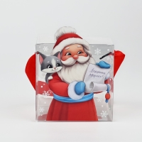 Коробка подарочная новогодняя складная ПВХ, &laquo;Дед Мороз&raquo;, 10 х 10 х 10 см, Новый год