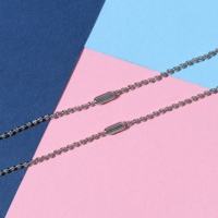 Кулоны &laquo;Неразлучники&raquo; яркие сердечки, цвет розово-синий в серебре, 45 см