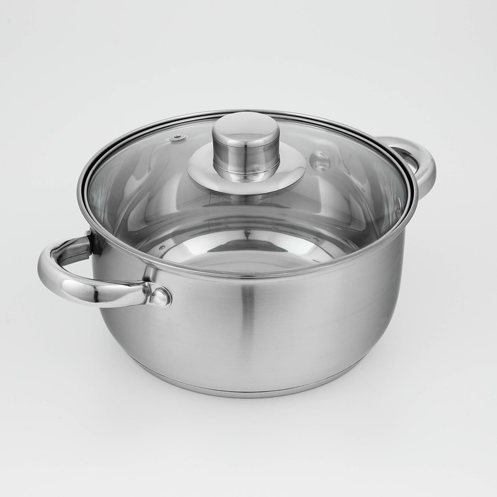 Кастрюля из нержавеющей стали Доляна &laquo;Гретте&raquo;, 2,3 л, d=18 см, с крышкой, капсульное дно, индукция