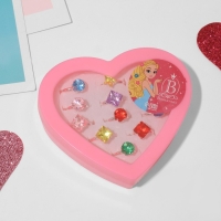 Кольца детские набор 12шт &laquo;Выбражулька&raquo;, форма МИКС, цвет МИКС в серебре, б-р