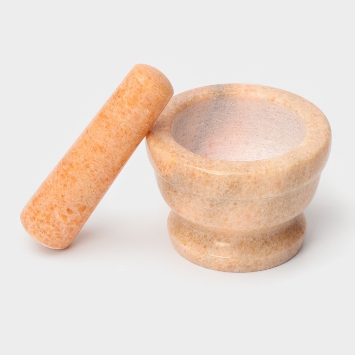 Ступка с пестиком Magistro &laquo;Мрамор&raquo;, 10,5&times;7 см, камень, цвет персиковый