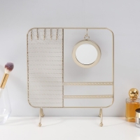 Сувенир металл с зеркалом подставка для украшений "Сети" золото 25,3х10х28,7 см Сувенир металл с зеркалом подставка для украшений "Сети" золото 25,3х10х28,7 см