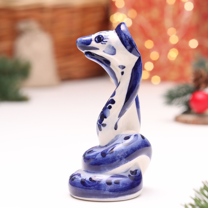 Сувенир "Змея", №4, гжель, 11 см