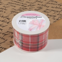 Лента из джута &laquo;Клетка&raquo;, 50 мм, 4,5 &plusmn; 0,5 м, цвет красный/зелёный