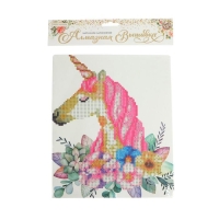 Алмазная вышивка «Единорог в цветах», 21 × 25 см, с частичным заполнением, с подставкой Алмазная вышивка «Единорог в цветах», 21 × 25 см, с частичным заполнением, с подставкой