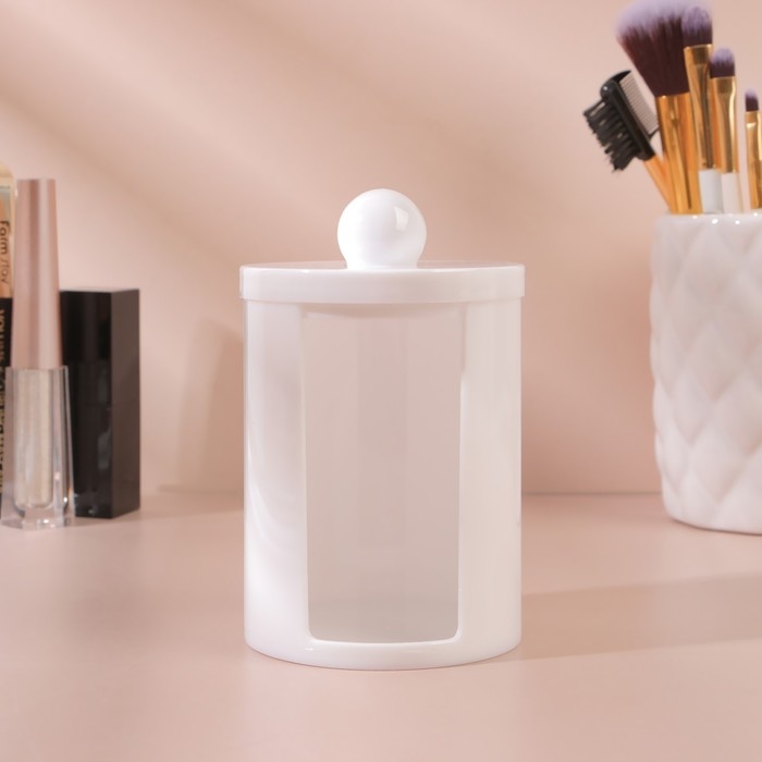 Органайзер для ватных дисков, с крышкой, d = 6,7 × 11 см, цвет белый Органайзер для ватных дисков, с крышкой, d = 6,7 × 11 см, цвет белый