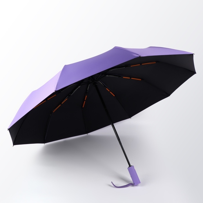 Зонт автоматический &laquo;Однотон&raquo;, 3 сложения, 10 спиц, R = 51/58 см, D = 116 см, цвет фиолетовый
