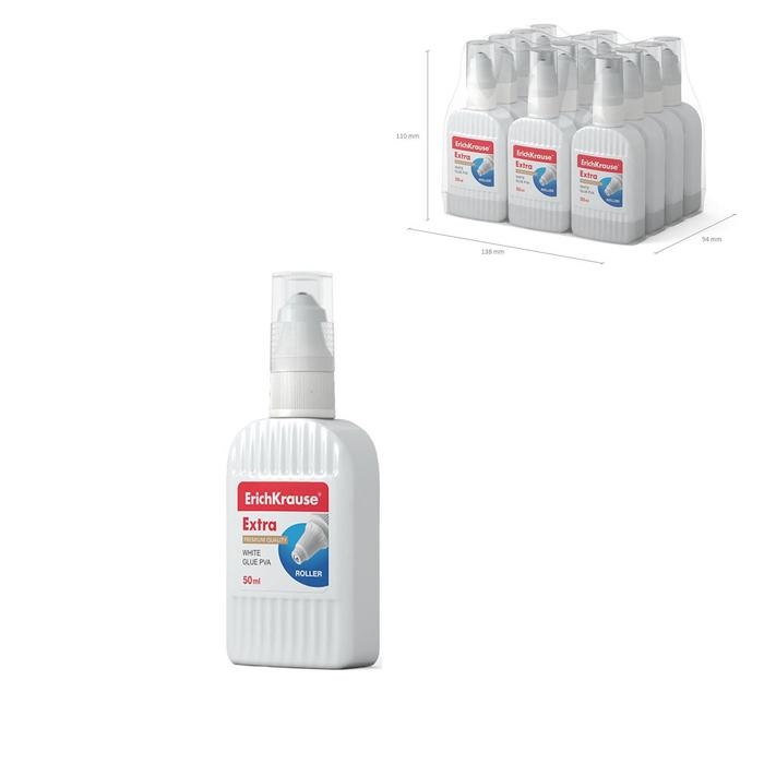 Клeй-роллер ErichKrause PVA, 50 мл, с металлическим роликовым аппликатором, подходит для бумаги, картона и ткани, морозостойкий Клeй-роллер ErichKrause PVA, 50 мл, с металлическим роликовым аппликатором, подходит для бумаги, картона и ткани, морозостойкий