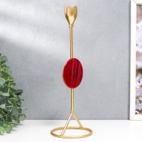 Подсвечник металл на 1 свечу "Мраморный круг. Розовый закат" золото 29х9,5х9,5 см