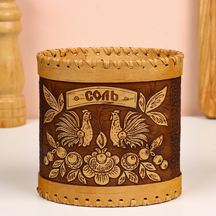 Туес для специй &laquo;Птицы&raquo;, соль, 15х9х14 см