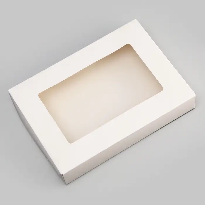 Коробка складная, с окном, белая, 28 х 20 х 5 см