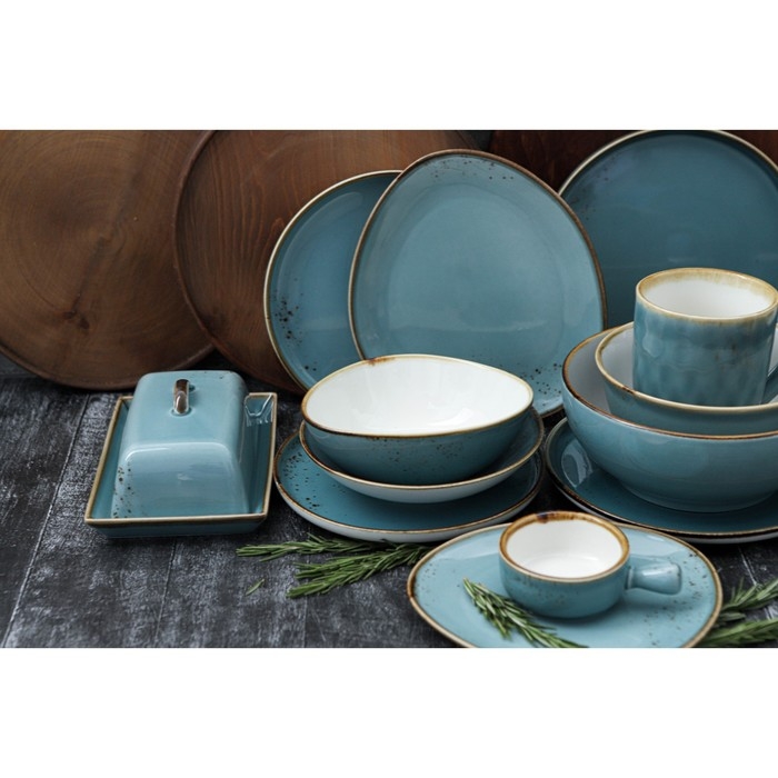 Блюдо фарфоровое для подачи Magistro &laquo;Церера&raquo;, 21&times;18,7 см, цвет голубой